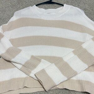Sincerely Jules Beige and White Striped Sweater